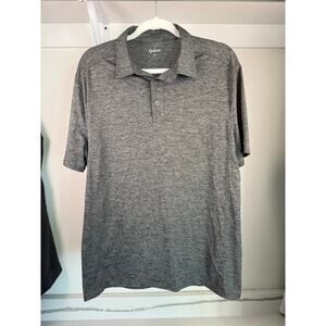 Quince Men's Polo Performance Athleisure Shirt Causal Short Sleeve Gray Medium